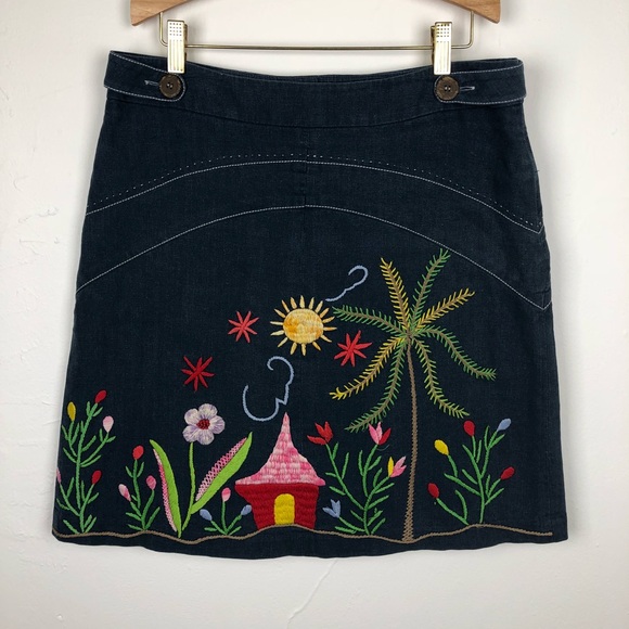 Tibi Dresses & Skirts - TIBI New York Embroidered Paradise Denim Skirt